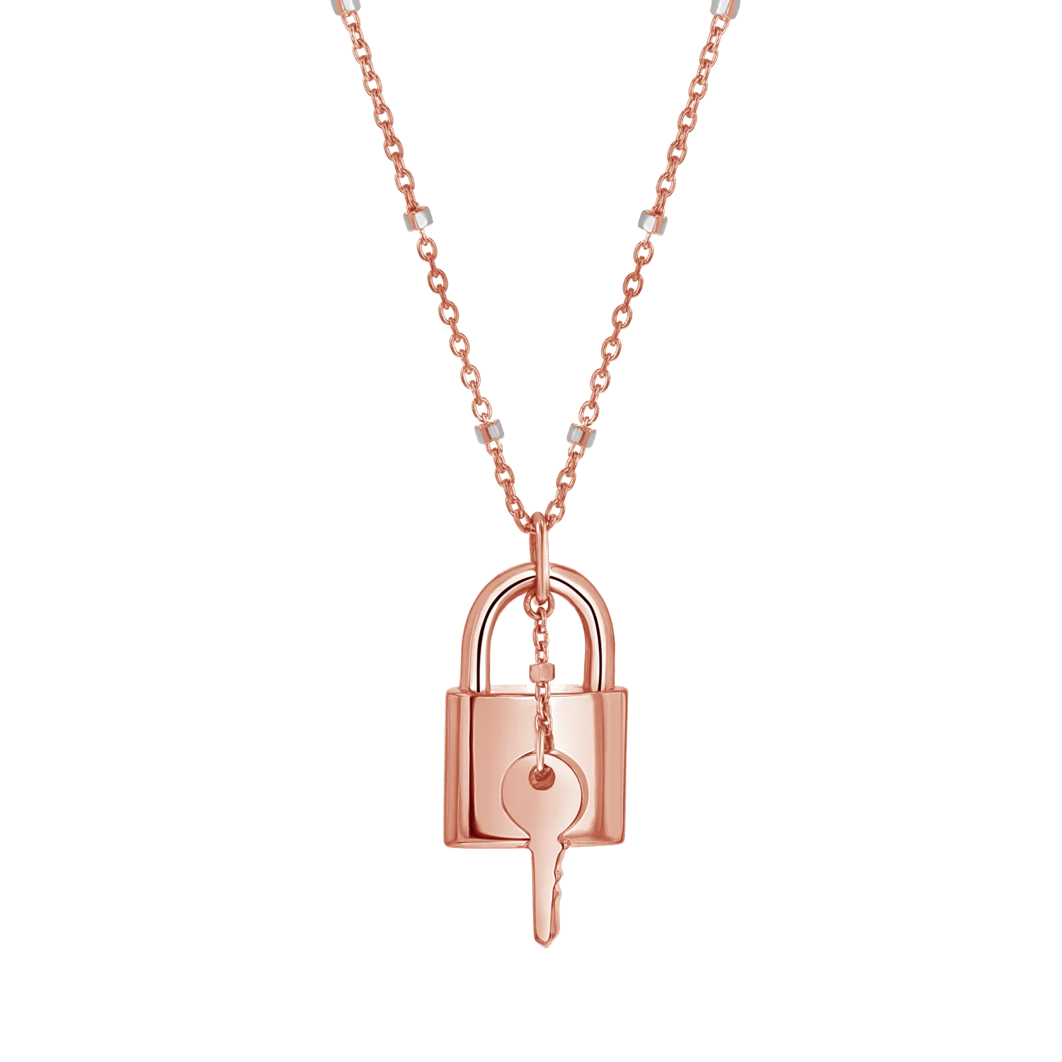 Love Padlock and Key Sparkle Chain Necklace