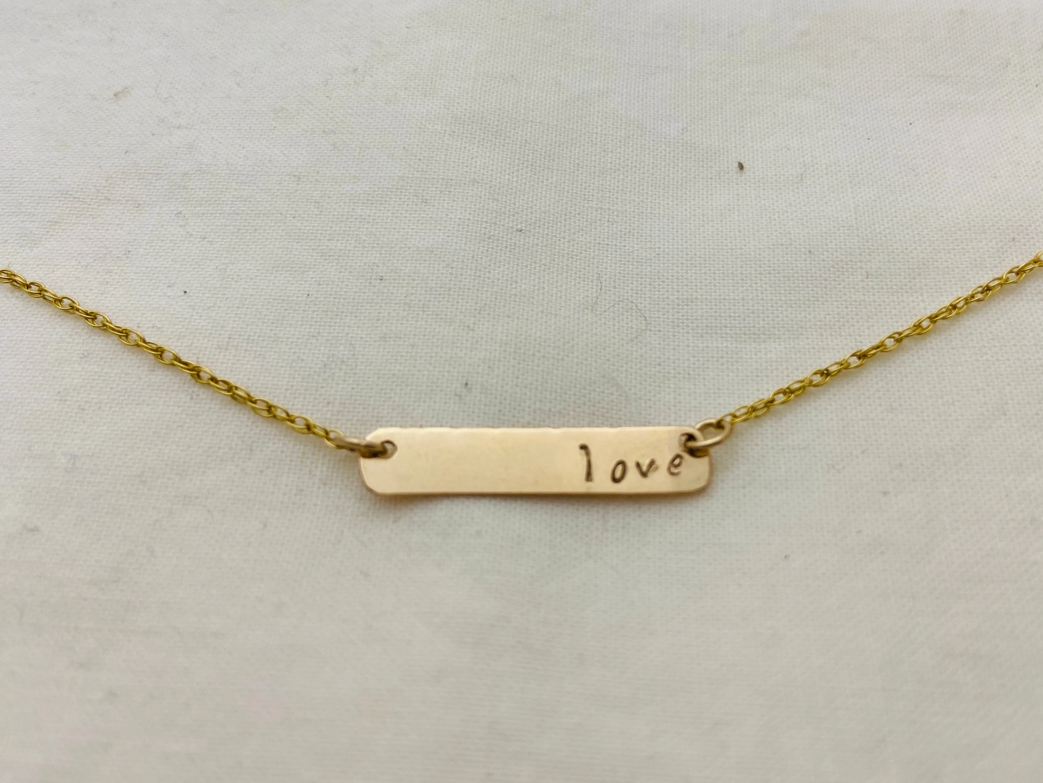 Love Stamped Bar Pendant