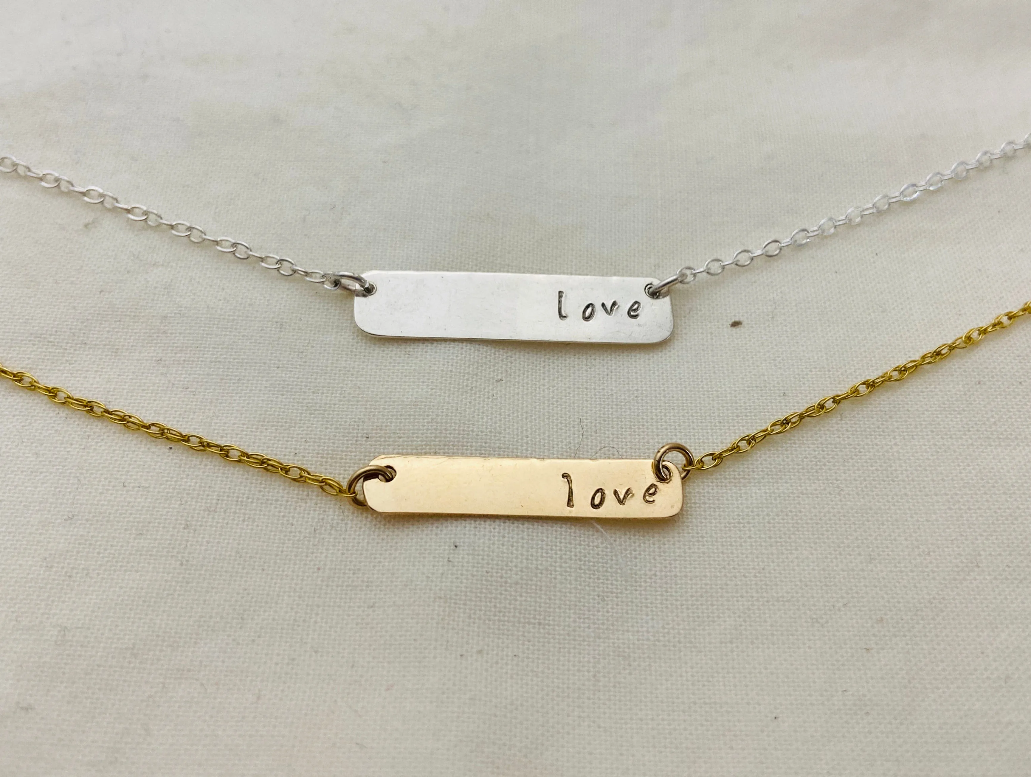 Love Stamped Bar Pendant