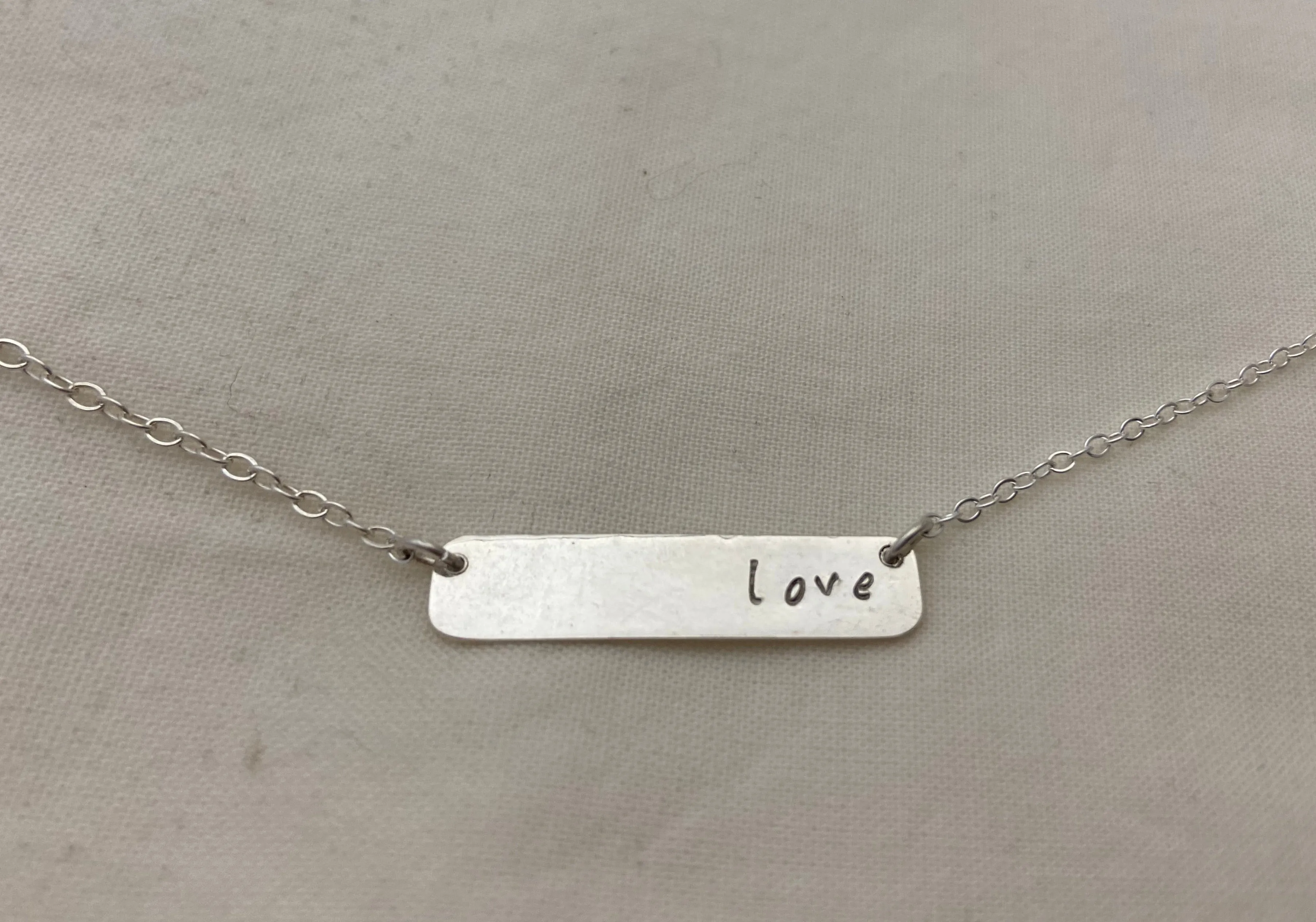 Love Stamped Bar Pendant