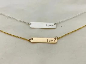 Love Stamped Bar Pendant