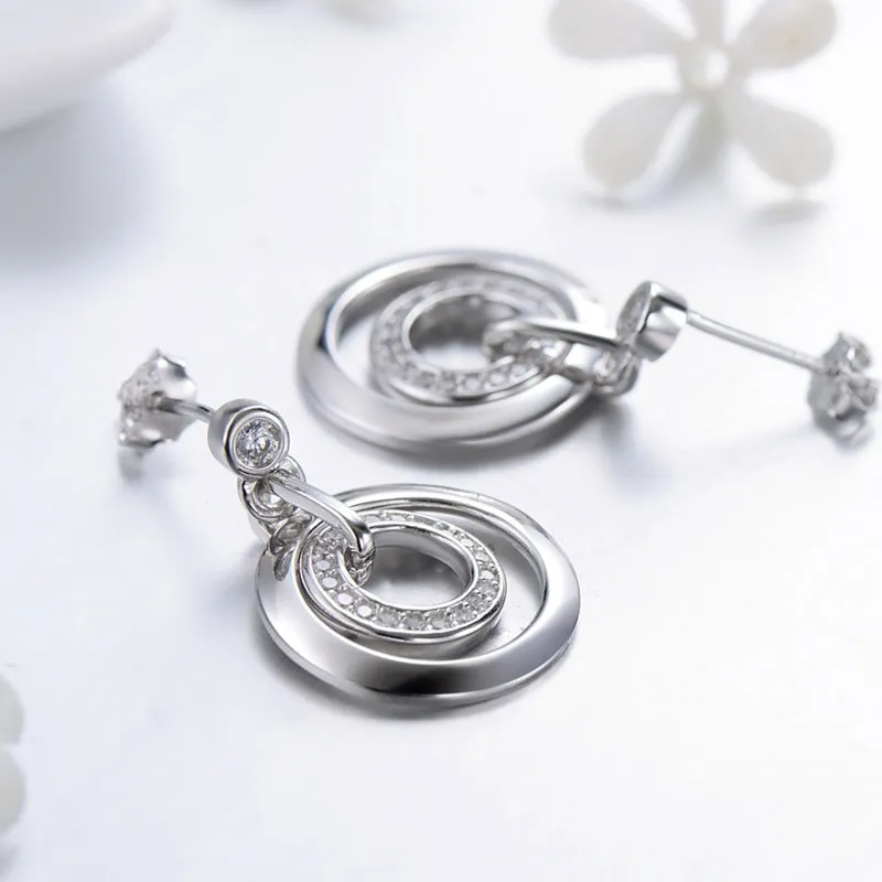 Luxurious Sterling Silver Earrings with Zircon Embellishments