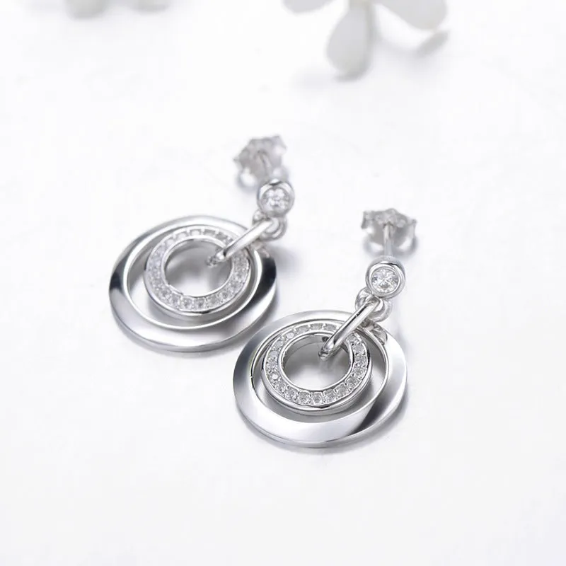 Luxurious Sterling Silver Earrings with Zircon Embellishments