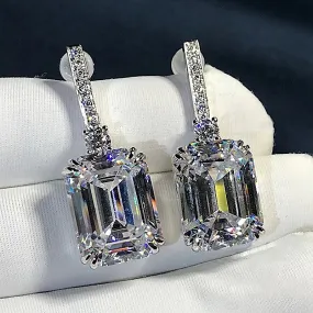 Luxury Drop Earrings with Square Crystal AAA Cubic Zirconia-Fashion Wedding Accessories Jewelry