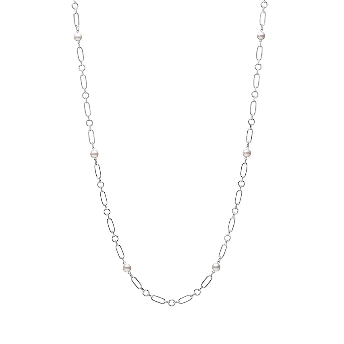 M Code Akoya Cultured Pearl Necklace in 18K White Gold