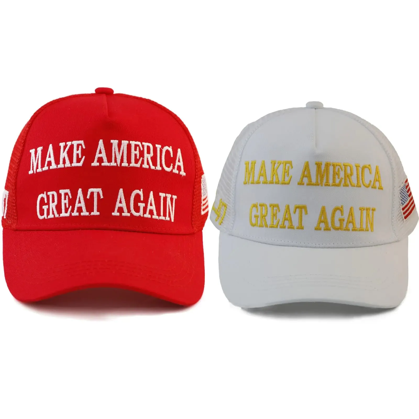 MAGA Hat Make America Great Again Hat, Trump Hat, Trump 2024 KAG Hat Baseball Cap 7-7 5/8 2pcs Grid Maga Red&white