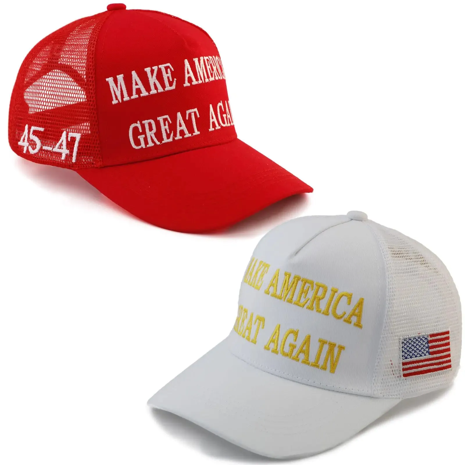 MAGA Hat Make America Great Again Hat, Trump Hat, Trump 2024 KAG Hat Baseball Cap 7-7 5/8 2pcs Grid Maga Red&white