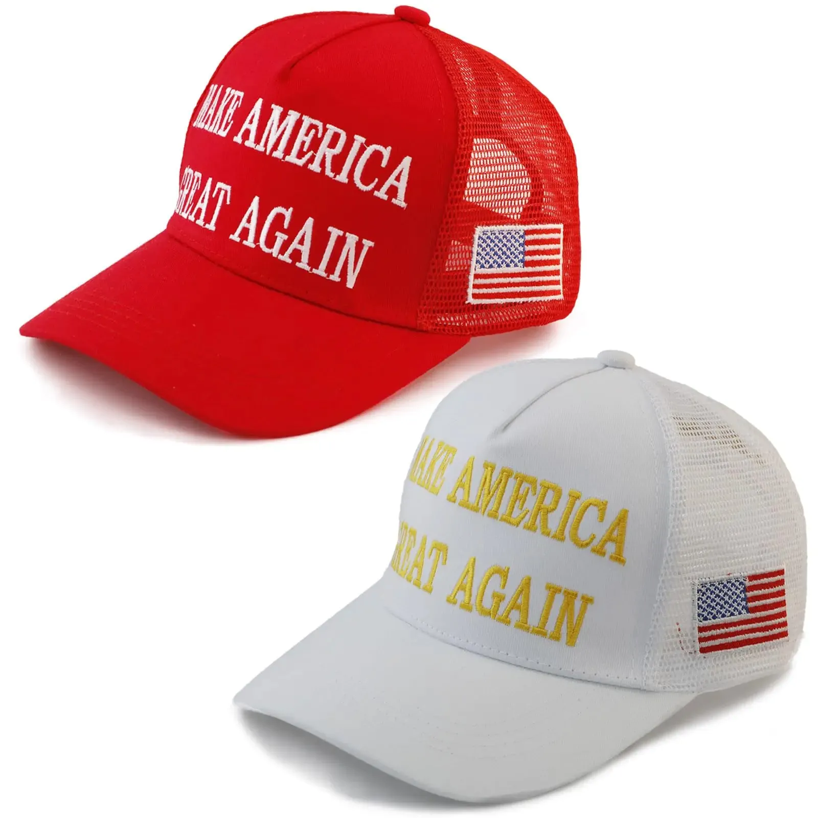 MAGA Hat Make America Great Again Hat, Trump Hat, Trump 2024 KAG Hat Baseball Cap 7-7 5/8 2pcs Grid Maga Red&white