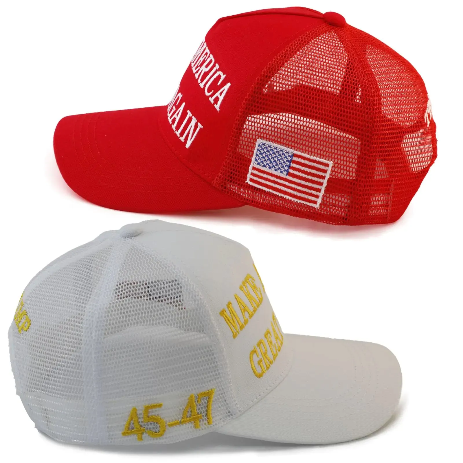 MAGA Hat Make America Great Again Hat, Trump Hat, Trump 2024 KAG Hat Baseball Cap 7-7 5/8 2pcs Grid Maga Red&white