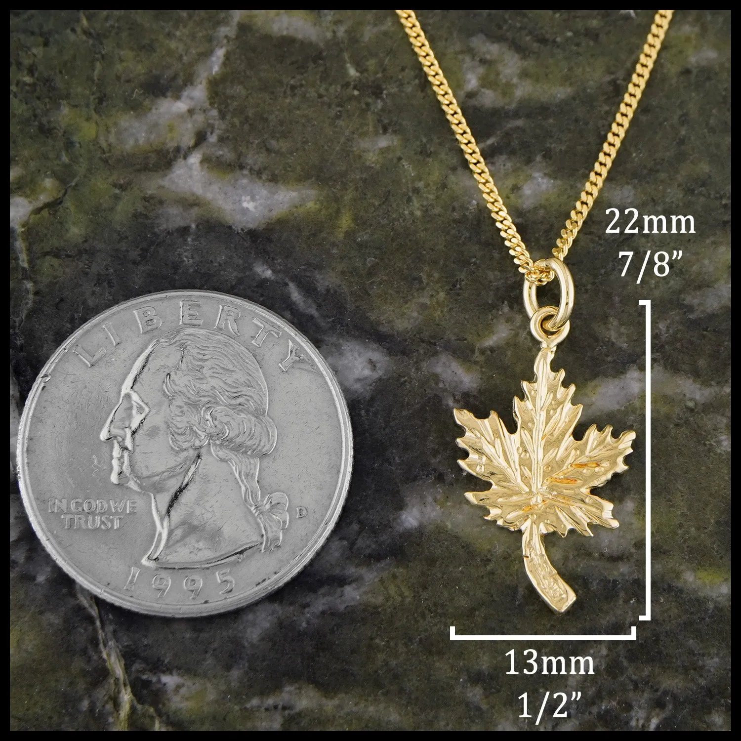 Maple Leaf Pendant and Earrings Set in Gold