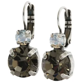 Mariana "Black Diamond" Silver Plated Lovable Double Stone Crystal Earrings, 1037 512