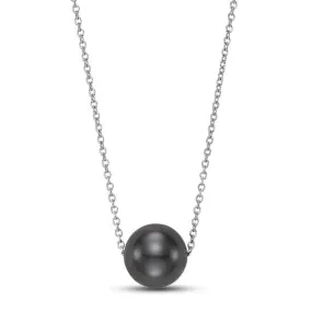 Mastoloni 18" 8-9mm Black Tahitian Pearl Floating Necklace in 14K White Gold