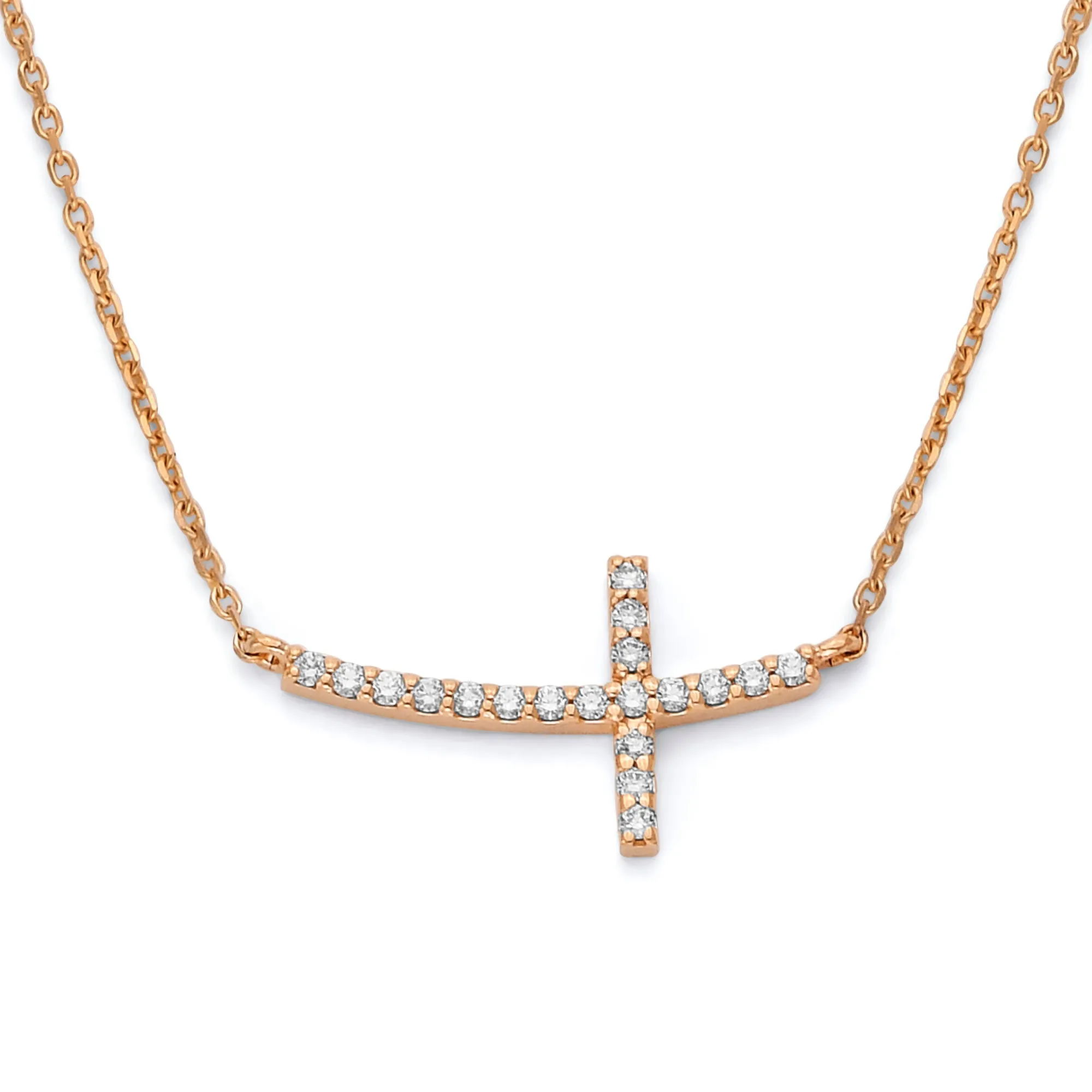 Med Diamond Cross Necklace