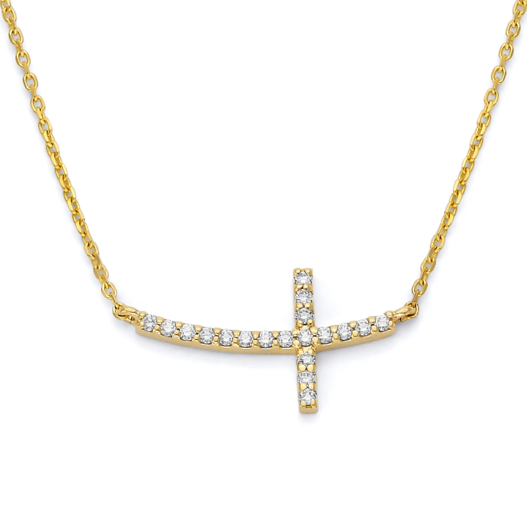 Med Diamond Cross Necklace