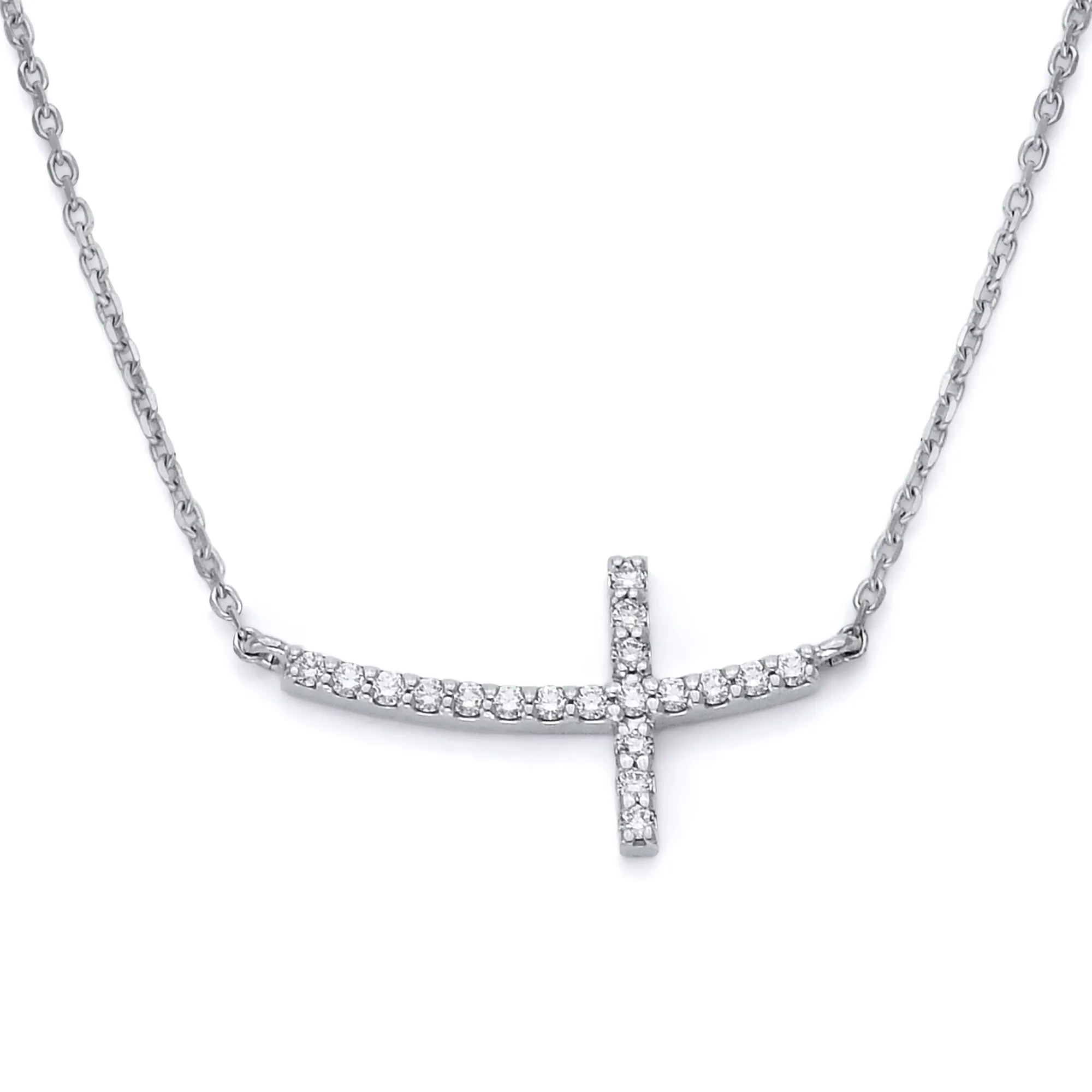 Med Diamond Cross Necklace