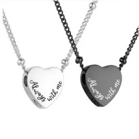 Memorial Safe Keeping Pendant - Stainless Steel Heart: Always with Me