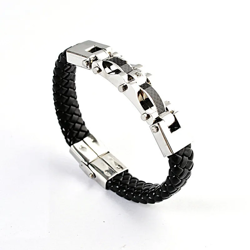 Men jewelry men bracelet leather bracelet titanium fashion male vintage jewelry 316L Stainless Steel bracelet