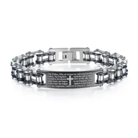 Men's Fashion Bible Cross Harley Bike Bracelet