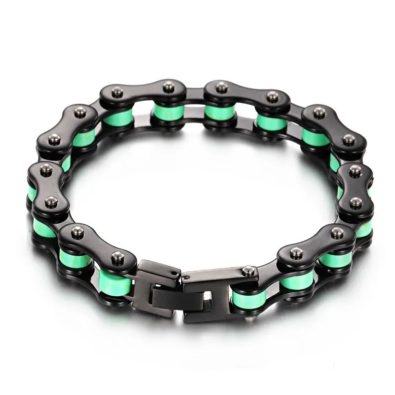 Men's Titanium Steel Bicycle Chain Bracelet in Black and White - European and American Style