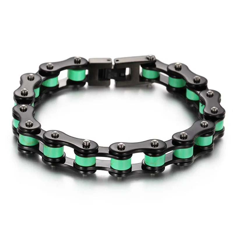 Men's Titanium Steel Bicycle Chain Bracelet in Black and White - European and American Style