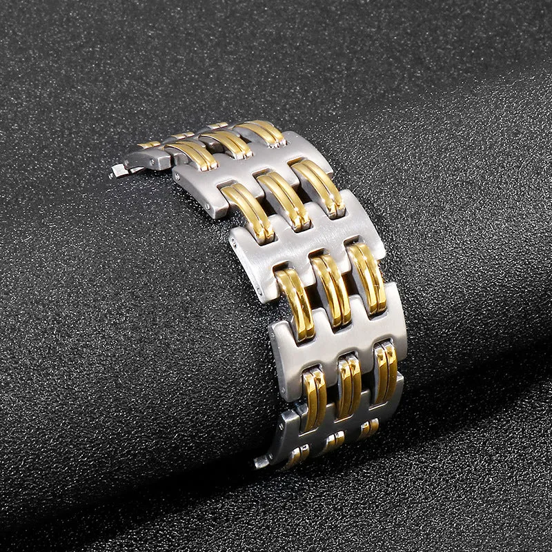 Men's Titanium Steel Bracelet - Creative Hollow Design by Planderful for Fashion-Forward Individuals