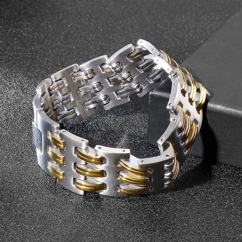 Men's Titanium Steel Bracelet - Creative Hollow Design by Planderful for Fashion-Forward Individuals