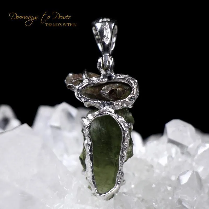 Meteorite & Moldavite Tektite Pendant 'Galactic'