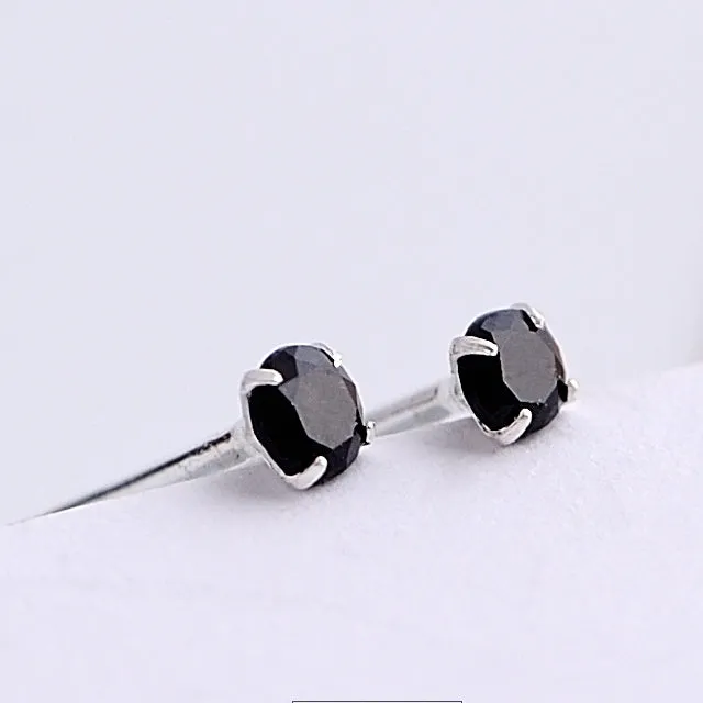 Mini Four Prongs Colourful Zircon Silver Stud Earrings for Women