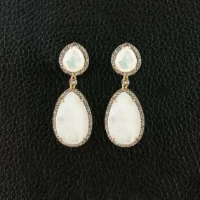 Mother of Pearl & Diamond Dangle Earrings