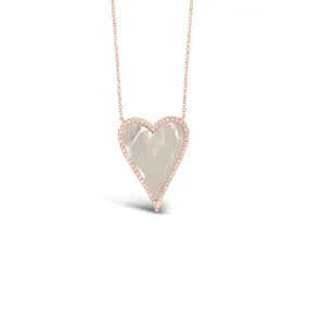 Mother of Pearl & Diamond Heart Necklace