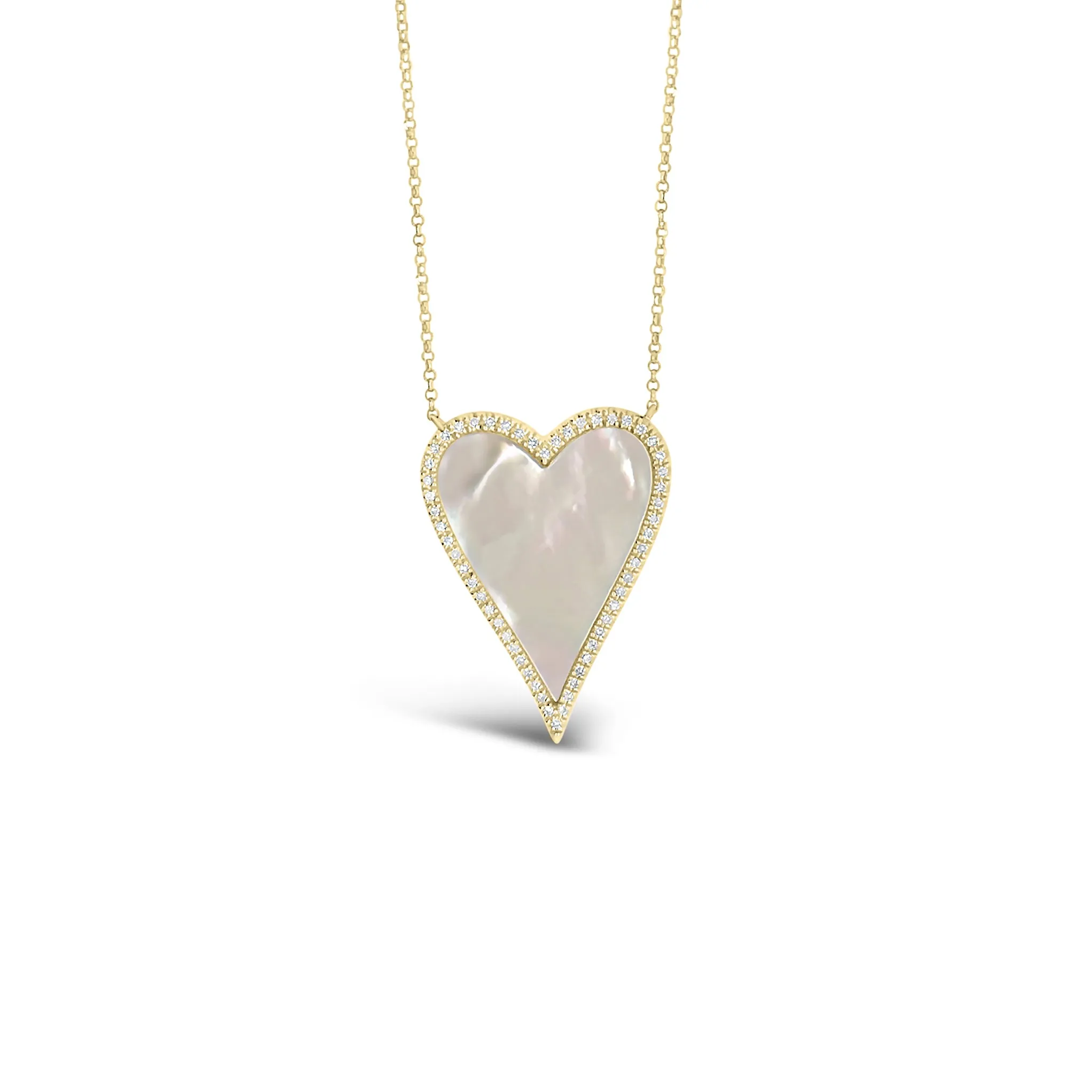 Mother of Pearl & Diamond Heart Necklace