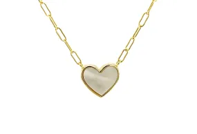 MOTHER OF PEARL HEART NECKLACE