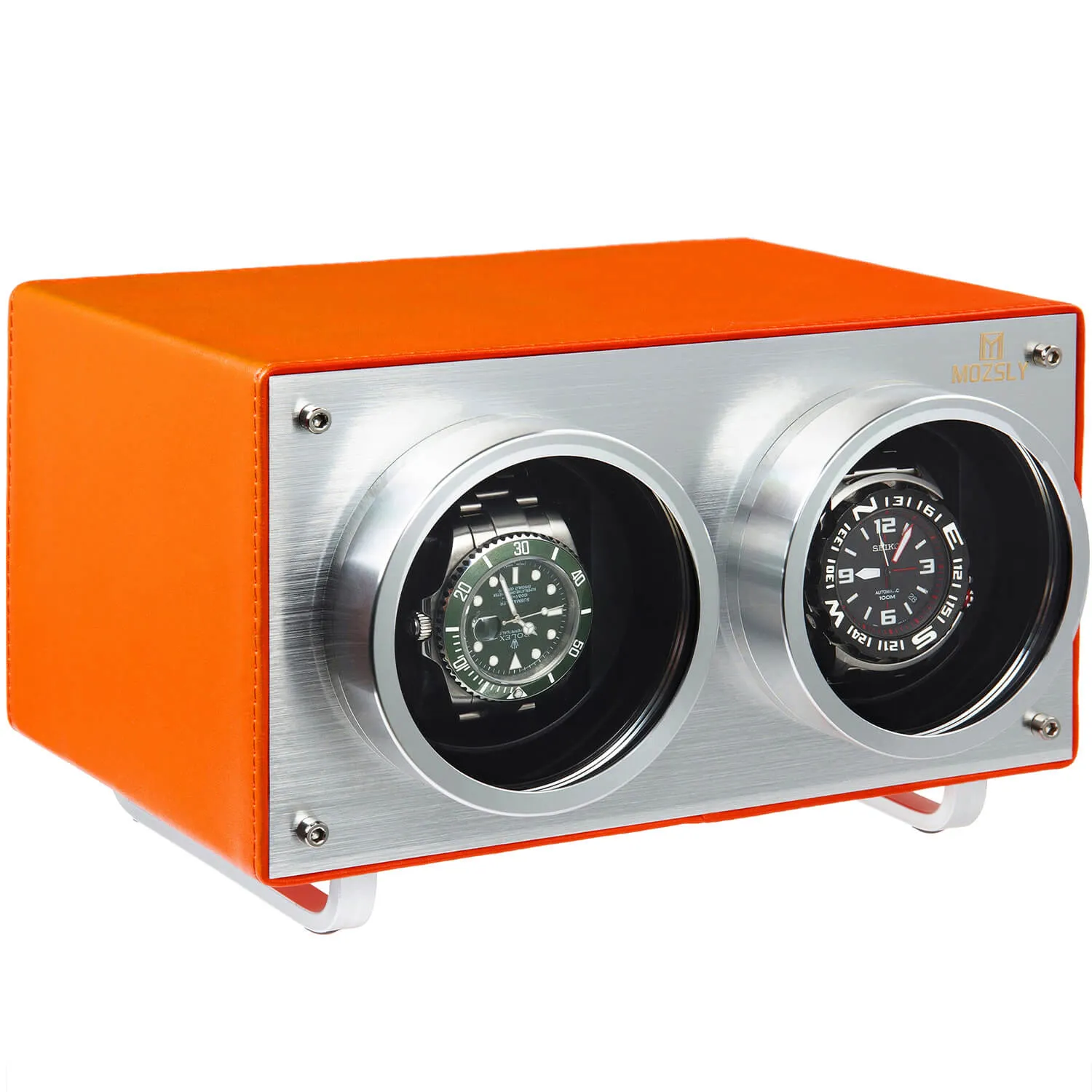 MOZSLY® Double Watch Winder -Orange Leather