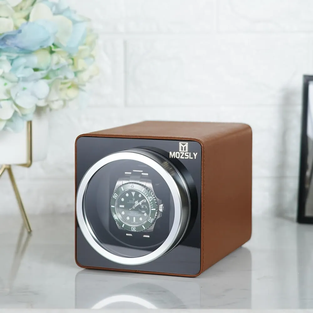 MOZSLY® Single Watch Winder - Brown Leather