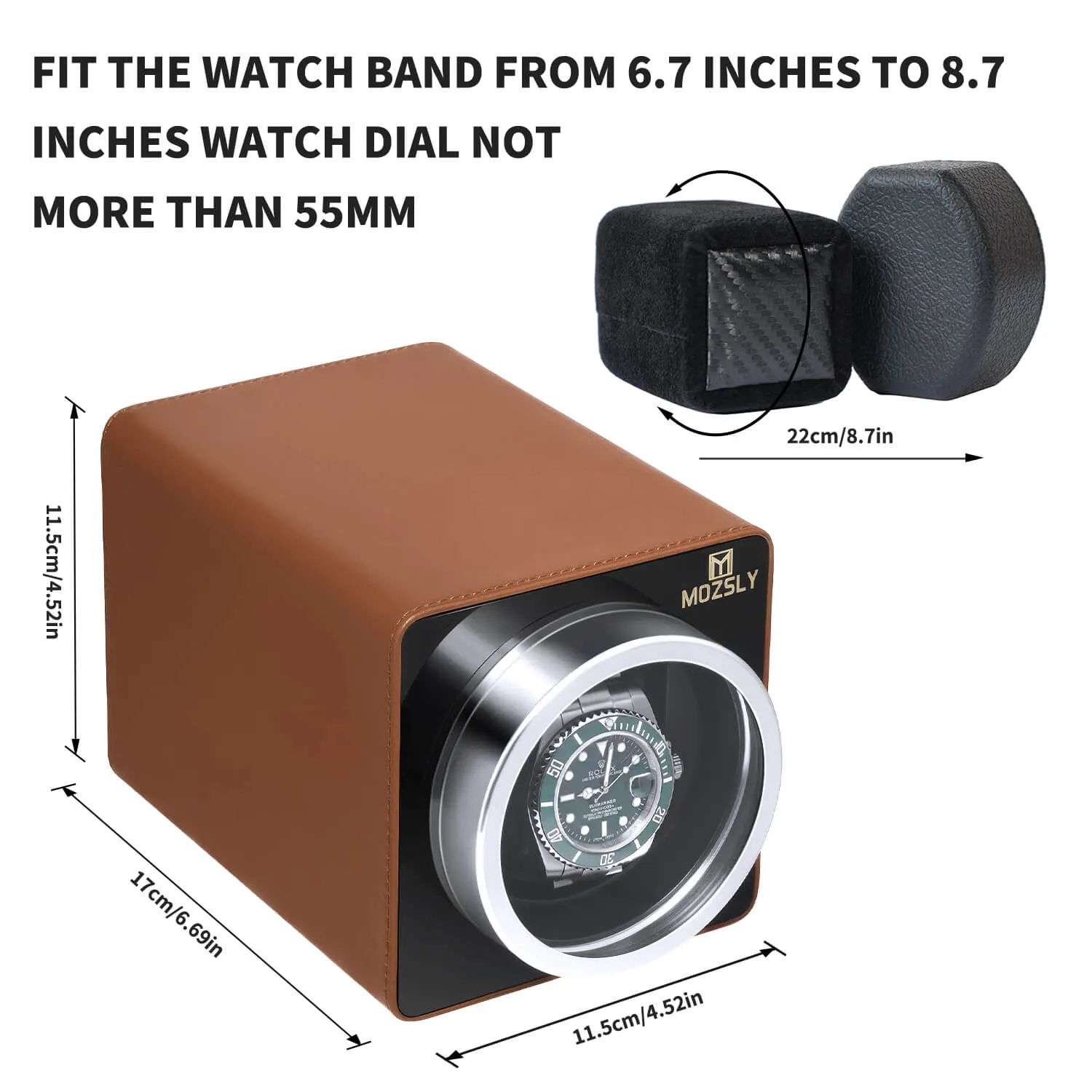 MOZSLY® Single Watch Winder - Brown Leather