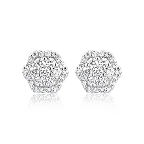 Multi-Diamond Hexagonal Earrings