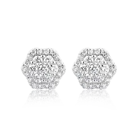 Multi-Diamond Hexagonal Earrings