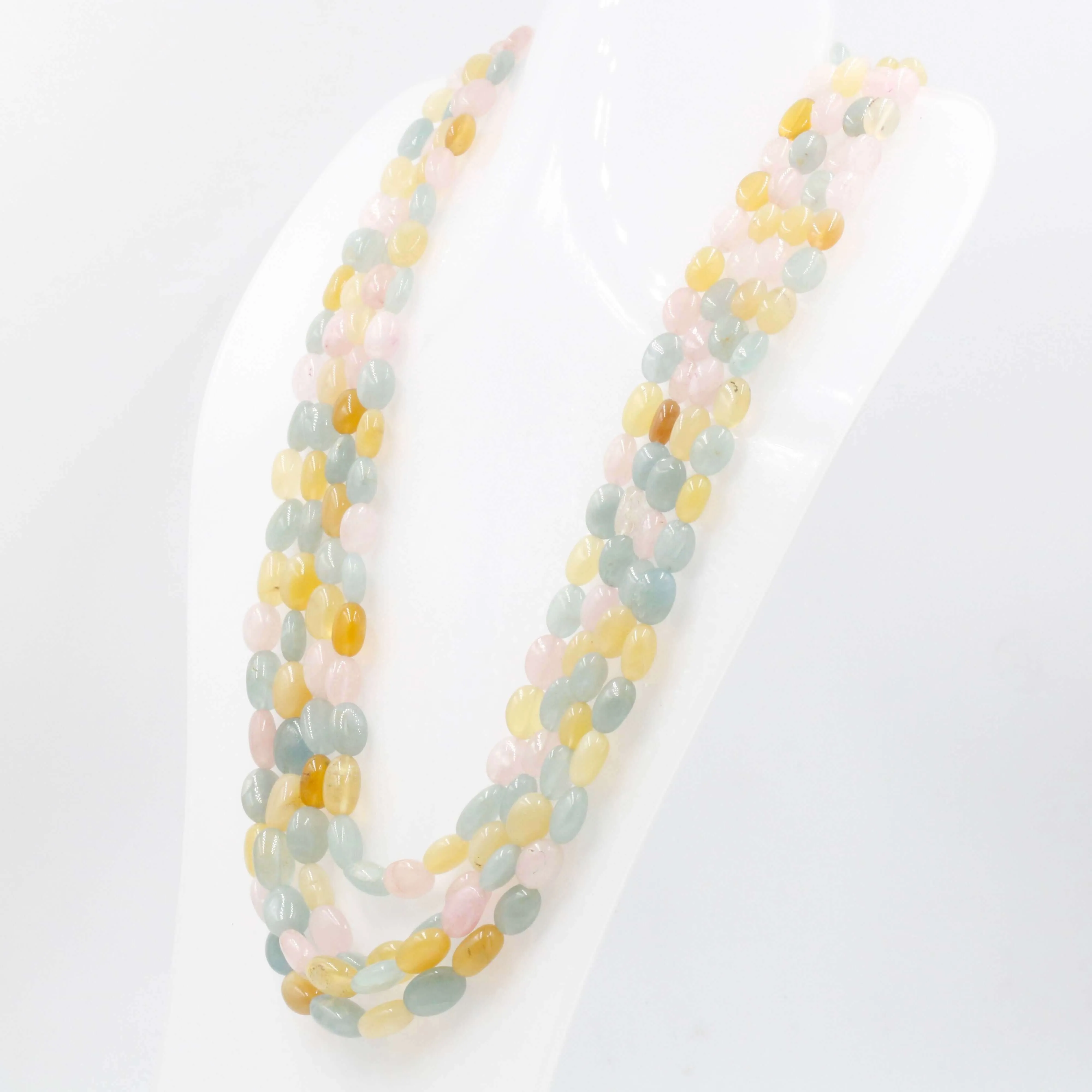 Multi Gemstone Layered Necklace Multi Strand Layered Necklace Aquamarine Necklace Morganite Necklace Heliodor Necklace Yellow Beryl SKU: 6143078