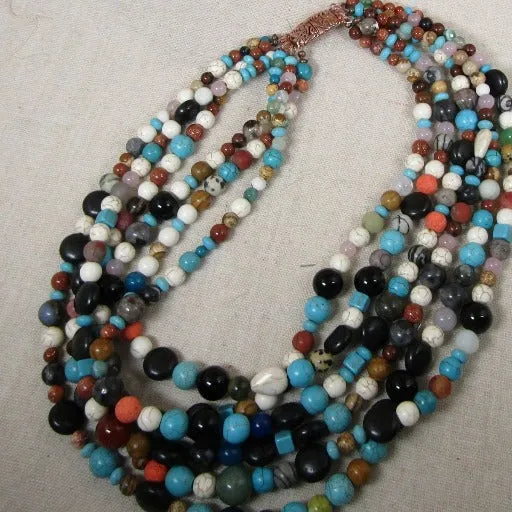 Multi Gemstone Multi-strand Necklace