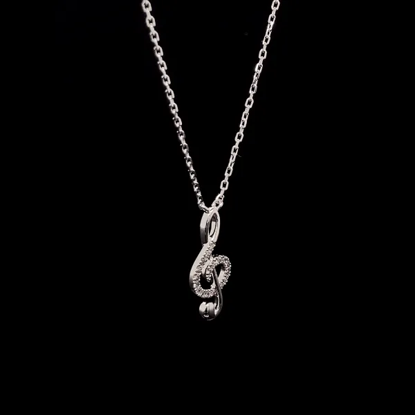 Music Note Round Diamond Pendant