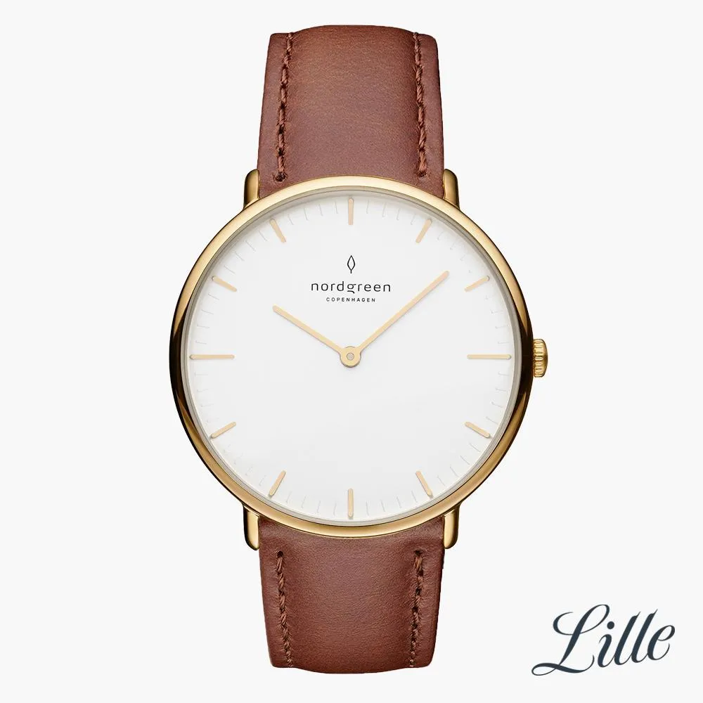 Native | White Dial - Brown Leather