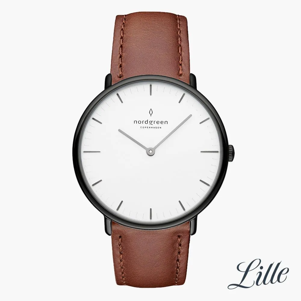 Native | White Dial - Brown Leather