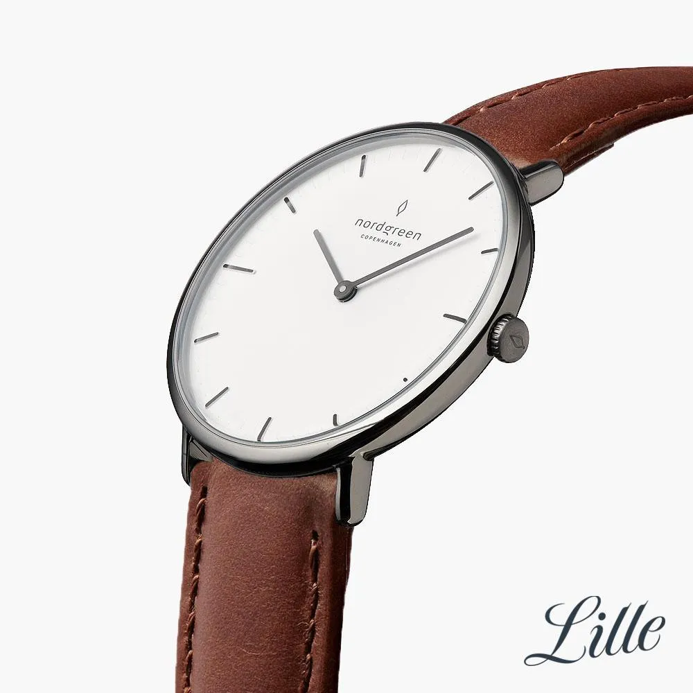 Native | White Dial - Brown Leather