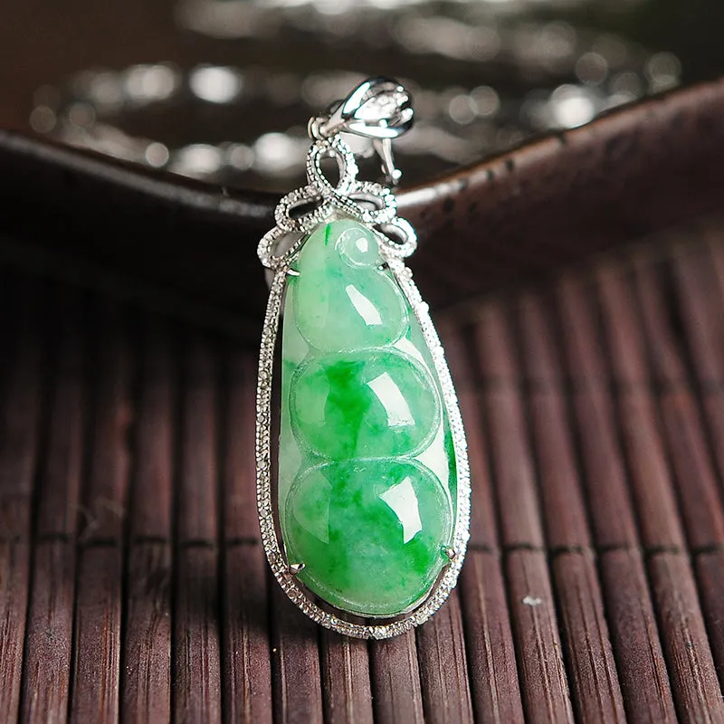 Natural Jade Pendant Jadeite Gold Pendant PT76