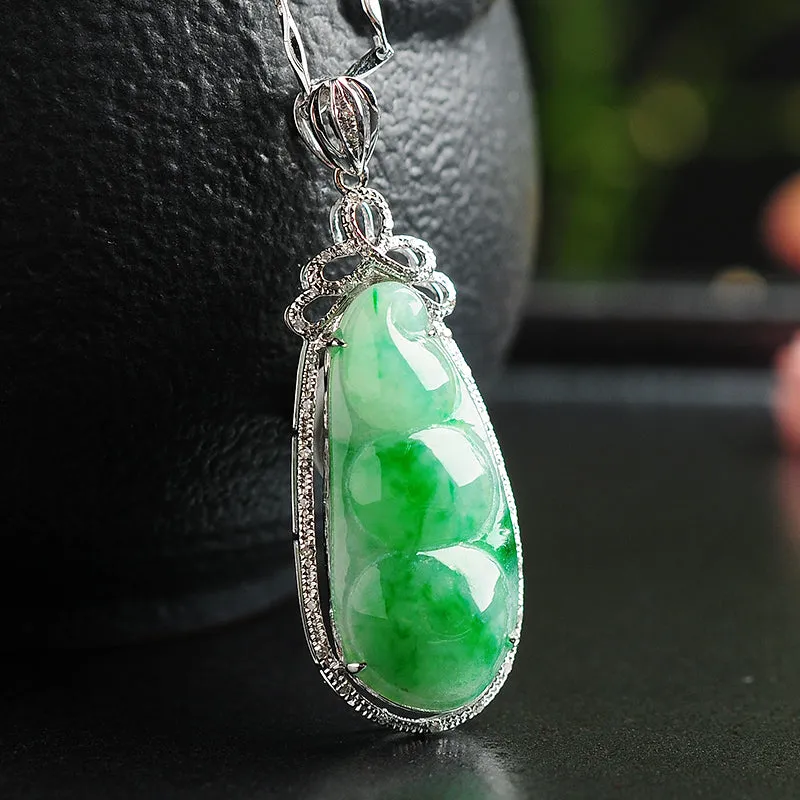 Natural Jade Pendant Jadeite Gold Pendant PT76