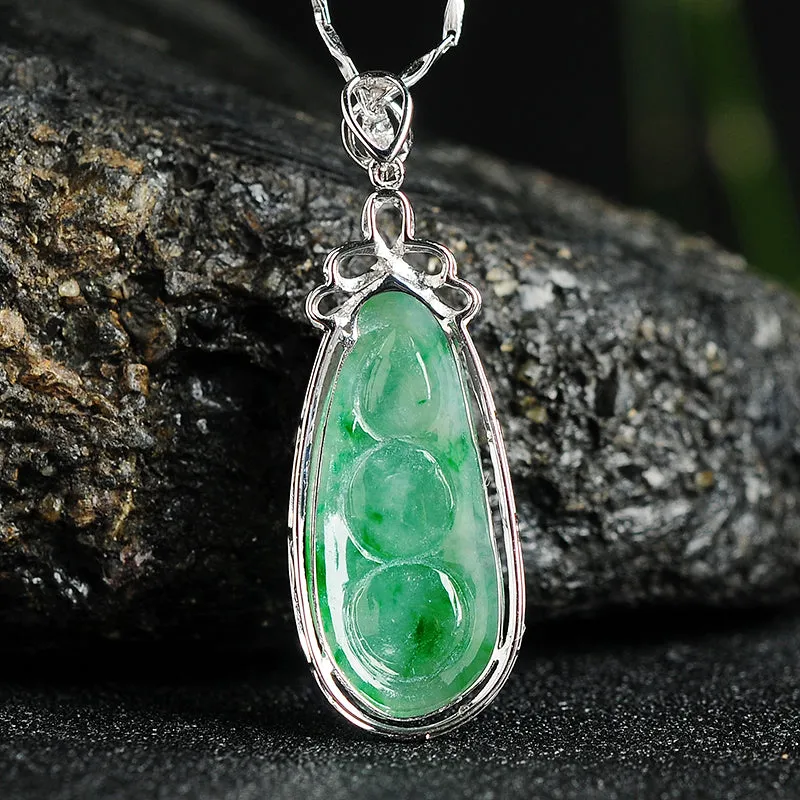 Natural Jade Pendant Jadeite Gold Pendant PT76