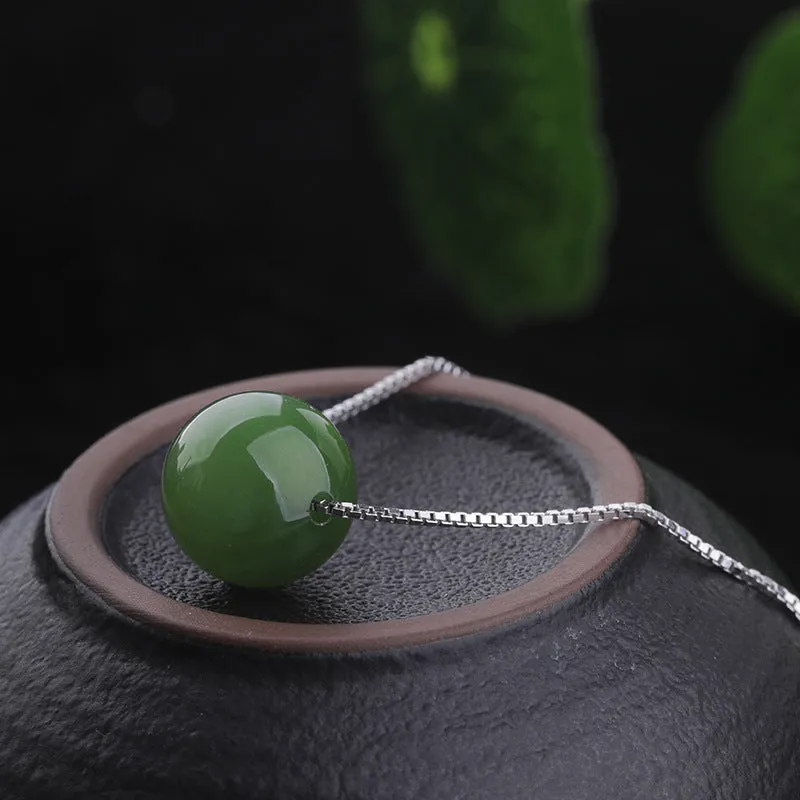 Natural Jade Pendant Nephrite Silver Pendant ZPT187