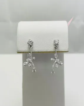 New! 18k White Gold Peek A Boo Diamond Dragonfly Earrings