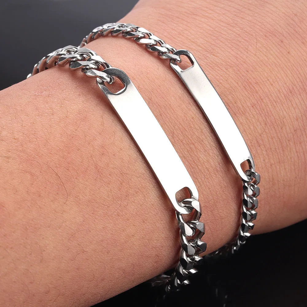 New style stainless steel music code lettering Cuban NK couple bracelet for men and women