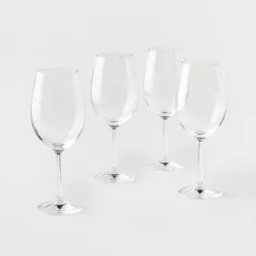 New - Threshold Signature Crystal White Wine Glasses Set of 4 Long Stem Glasses 17.1oz